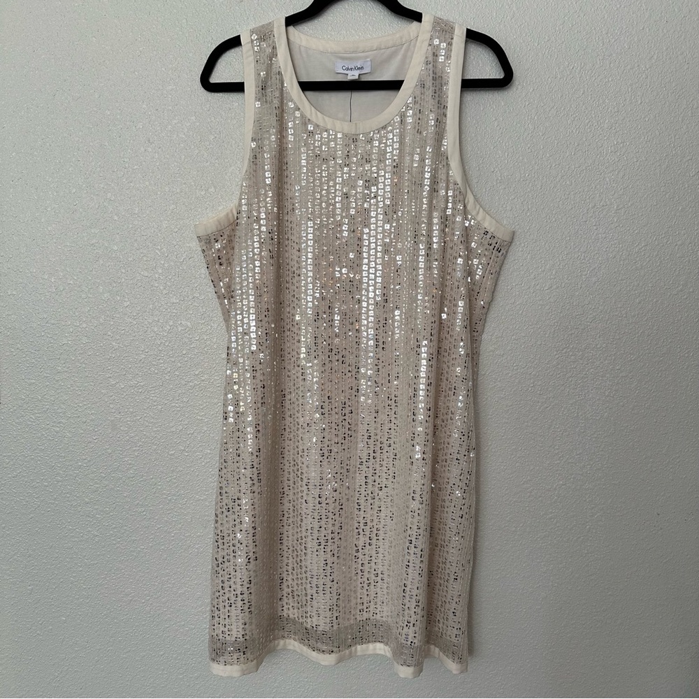 Calvin Klein Glittering Silver Mini Dress has tag
